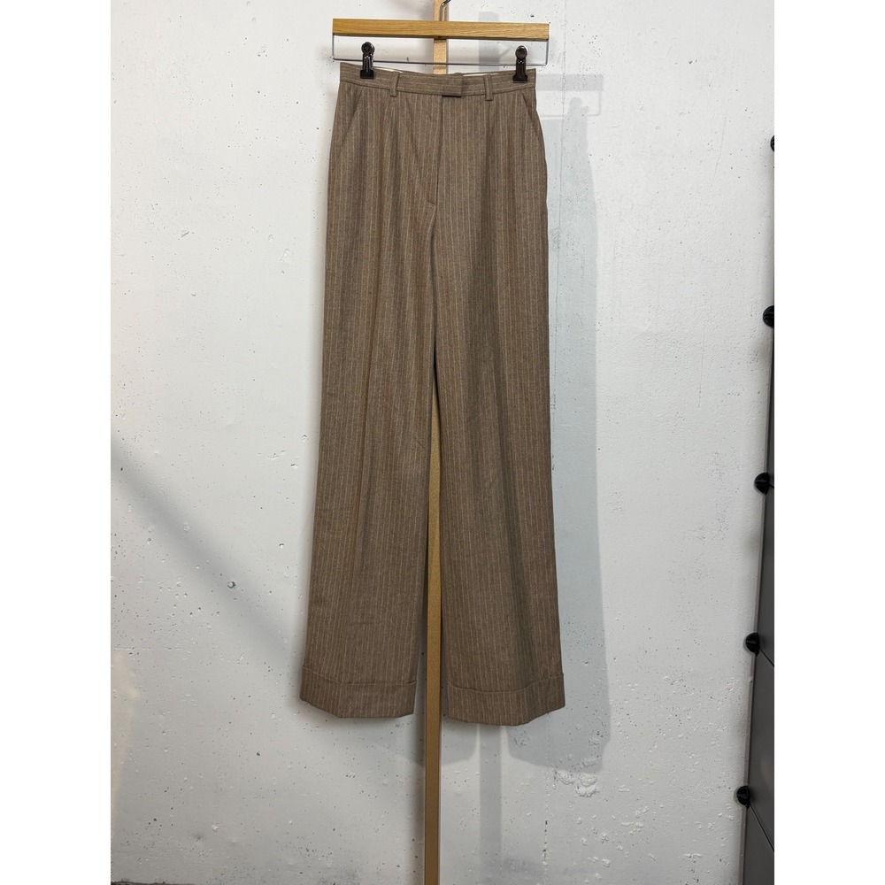 Escada Wool Striped Wide-Leg Old Money Trousers Women's Size 34/US4 (MSRP $498)